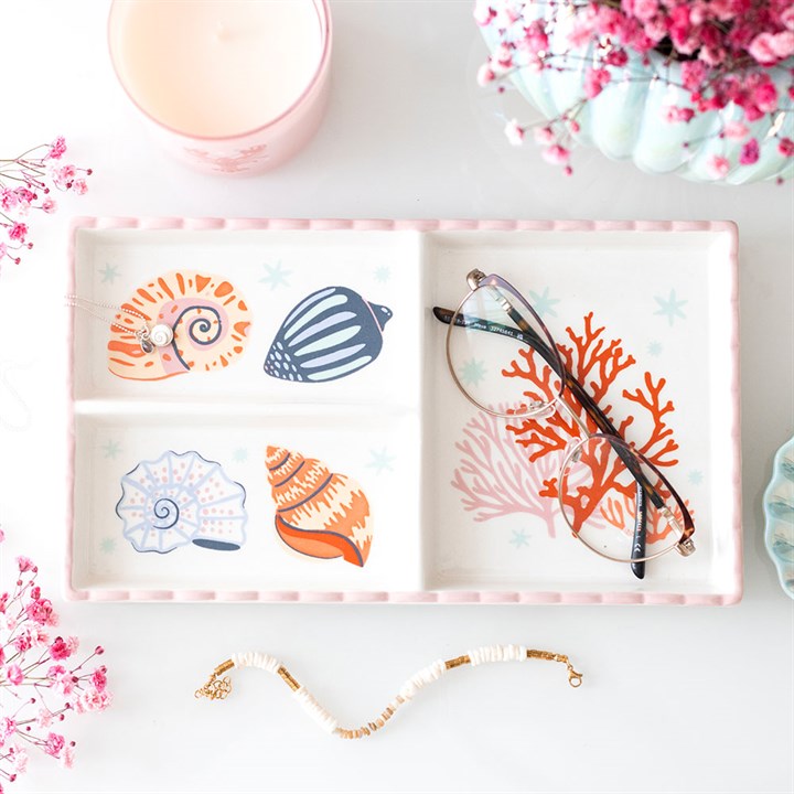 Pastel Shell & Coral Trinket Tray